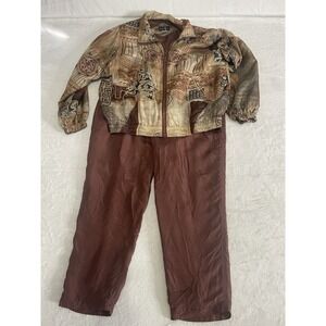VTG Womens SilkNcounter Track Suit 80's Windbreaker Jacket & Pants S Petite Silk